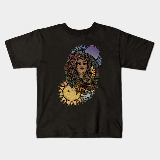 Mother Earth Goddess Kids T-Shirt by bubbsnugg